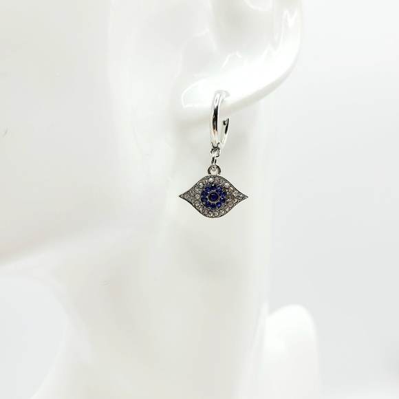 Evil Eye Huggie Hoop Earrings - Picture 2 of 2